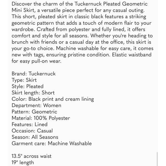 TUCKERNUCK Black & Cream Domino Geo Kathryn Skirt NWT Size Small - Picture 2 of 5